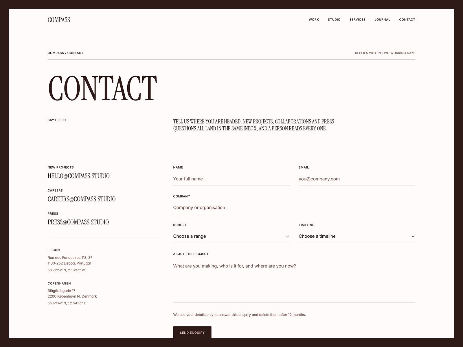 Compass Framer template preview 4