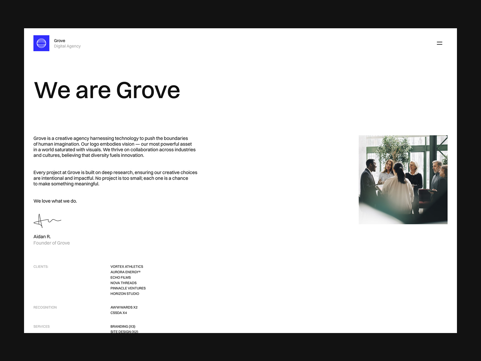 Grove Framer template preview 2